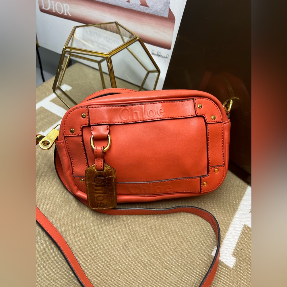 Chloe Vintage Rust Orange Leather Tassel Shoulder/Crossbody Bag